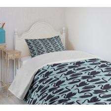 Long Necked Aquatic Bird Bedspread Set