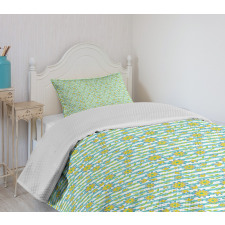 Summer Flowers Stripes Bedspread Set