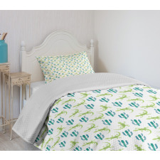 Watercolor Lizards and Cacti Bedspread Set