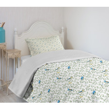 Thin Leafy Branches Berries Bedspread Set