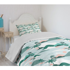 Paper Cut Style Beach Art Bedspread Set