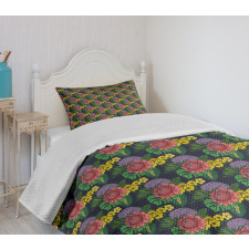 Tropical Leaf Jungle Flowers Bedspread Set