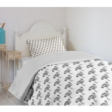 Monochrome Crowned Cranes Bedspread Set