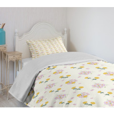 Cosmee and Zinnia Flowers Bedspread Set