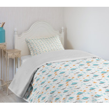 Sailboat Seagull Fishes Bedspread Set