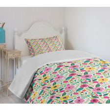 Doodle Peonies Berries Leaves Bedspread Set