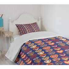 Colorful Hearts Art Bedspread Set