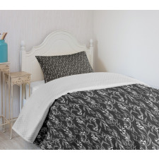 Monotone Garden Artwork Bedspread Set