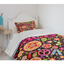 Hippie Paisley Leaves Bedspread Set