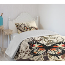 Harp Ornament Butterfly Bedspread Set