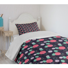 Monstera Leaves and Rounds Bedspread Set