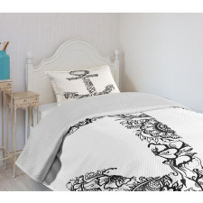 Anchor Shape Flower Bedspread Set