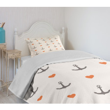 Anchors and Hearts Bedspread Set