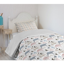 Pastel Polar Bear Pattern Bedspread Set