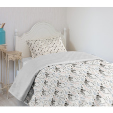 Owl with Leafy Branches Bedspread Set