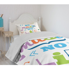 No Music, No Life Slogan Bedspread Set