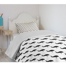 Monotone Animal Silhouettes Bedspread Set