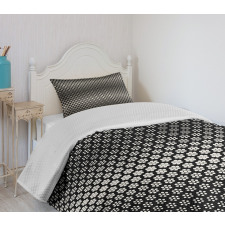 Halftone Hexagons Flowers Bedspread Set