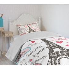 Paris Letter Heart Bedspread Set