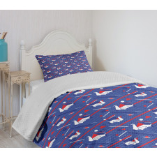 Origami Swans Seigaiha Waves Bedspread Set