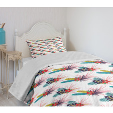 Tropical Leaves Wild Flower Bedspread Set