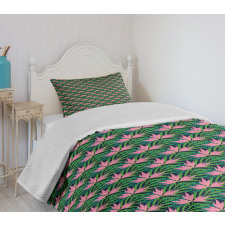 Tropical Monstera Flowers Bedspread Set