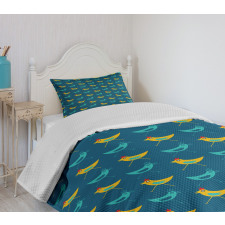 Funny Abstract Chickens Bedspread Set