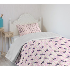 Toucan Birds on Chevrons Bedspread Set