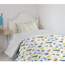 Exotic Toucans Leaves Bedspread Set