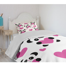 Love Pandas Hearts Bedspread Set