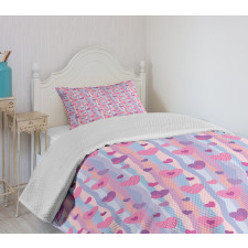 Hearts Stripes Wedding Bedspread Set