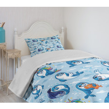 Cartoon Friendly Seal Bedspread Set