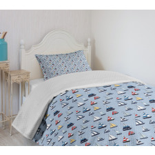 Sailboats Racing Swelling Bedspread Set