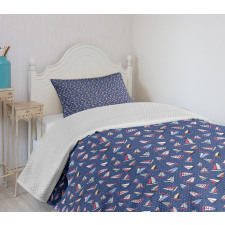 Colorful Sailboat Polka Dot Bedspread Set