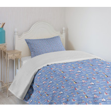 Summer Sailboats Waves Bedspread Set