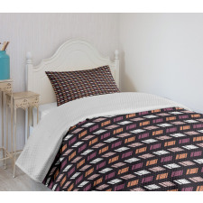 Colorful Hatched Squares Art Bedspread Set