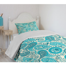 Paisley Blue Flowers Bedspread Set