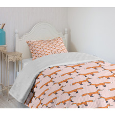 Cartoon Smiling Animal Pattern Bedspread Set