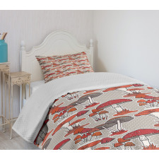 Jungle Fall Mushrooms Bedspread Set