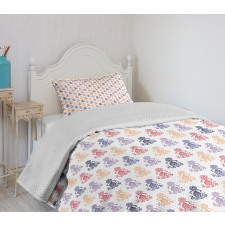 Woman Shape Floral Motif Bedspread Set