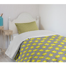 Citrus Motif Stripes Art Bedspread Set