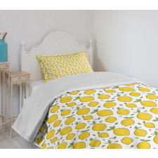 Citrus Fruits Leaves Art Bedspread Set