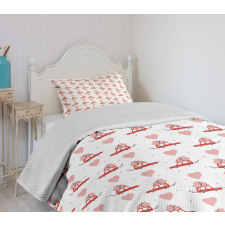 Car Carrying a Heart on Top Bedspread Set