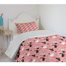 Creative Funny Rabbits Art Bedspread Set