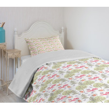 Soft Foxes Trees and Roses Bedspread Set