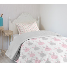 Fluffy Baby Rabbits Cartoon Bedspread Set