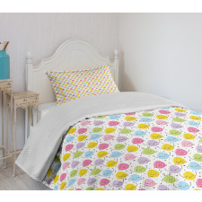 Colorful Happy Eggs and Dots Bedspread Set