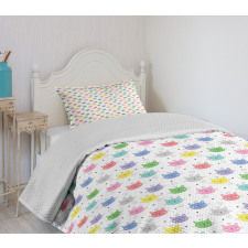 Colorful Princess Cats Bedspread Set