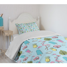 Popsicle Flamingo Pineapple Bedspread Set