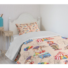 Watercolor Circus Art Bedspread Set